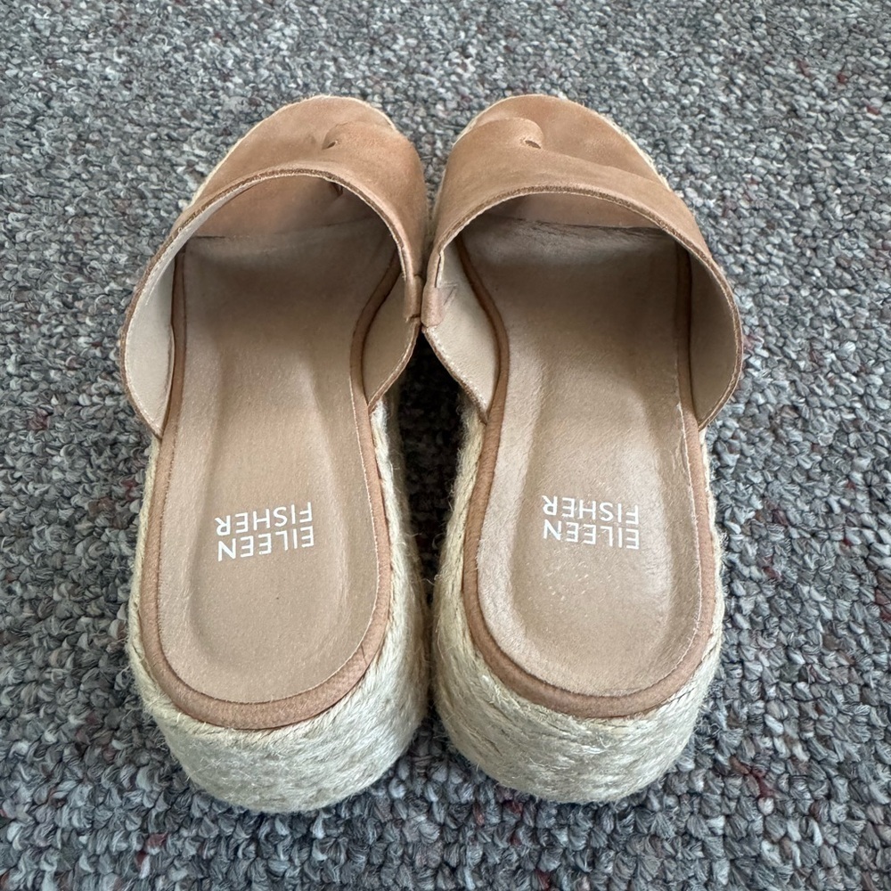 Eileen Fisher Tarry Toe Loop Brown Espadrille Slides Size 6.5 Womens - Picture 3 of 8